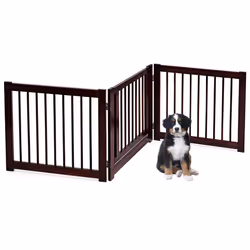 3 Panels Freestanding Wooden Dog Gate Indoor Folding Safety Barrier