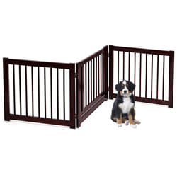 3 Panels Freestanding Wooden Dog Gate Indoor Folding Safety Barrier