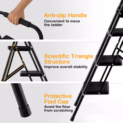 3 Step Household Office Ladder Folding Step Ladder Portable Step Stool
