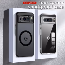 For Google Pixel 8 Pro 7 7A Magsafe Case Magnetic Wireless Charging Translucent Frosted Shockproof Acrylic Bumper Cover for Pixel - black, for Pixel 8