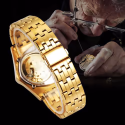 WINNER Triangle Skeleton Gold Black Watch for Men Automatic Mechanical Wristwatch Irregular Luxury Stainless Steel Strap - black