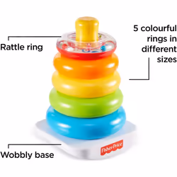Fisher-Price FHC92 Rock-A-Stack, Baby Educational Stacking Toy Rings, Suitable for 6 Months Plus
