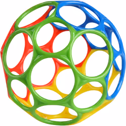 Bright Starts Oball Easy Grasp Classic Ball BPA-Free Infant Toy in Red, Yellow, Green, Blue, Age Newborn and up, 4 Inch