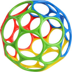 Bright Starts Oball Easy Grasp Classic Ball BPA-Free Infant Toy in Red, Yellow, Green, Blue, Age Newborn and up, 4 Inch
