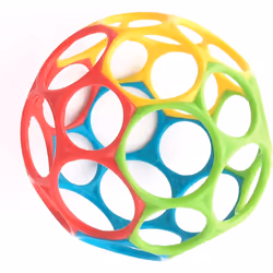 Bright Starts Oball Easy Grasp Classic Ball BPA-Free Infant Toy in Red, Yellow, Green, Blue, Age Newborn and up, 4 Inch