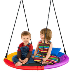 100cm Saucer Tree Swing Outdoor Round Platform Swing w/Pillow & Handle