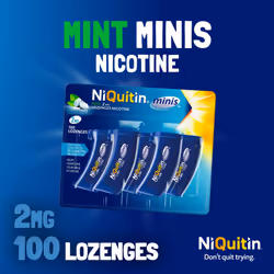 NiQuitin Minis Mint 2 mg Lozenges - Effective Smoking Craving Relief - Practical Pocket-Sized Container - 100 Mini Lozenges - Relieve Sudden Cravings