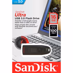 SanDisk Ultra 16 GB USB Flash Drive USB 3.0 up to 100 MB/s - Black