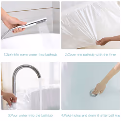 AGPTEK 12 Pack Disposable Bathtub Cover Liner  Large Bathtub Liner Plastic Bag for Salon  Household and Hotel Bath Tubs (102 x47 Inch)