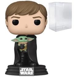 POP Star Wars: The Mandalorian - Luke Skywalker with Grogu Funko Vinyl Figure (Bundled with Compatible Box Protector Case)  Multicolor  3.75 inches