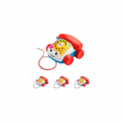 Fisher-Price Toddler Pull Toy Chatter Telephone Pretend Phone with Rotary Dial and Wheels for Walking Play Ages 1+ years, FGW ...