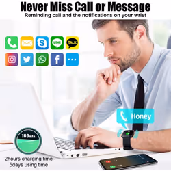 Smart Watch, Bluetooth Smartwatch compatible with Android iOS Phones,Ip67 Waterproof Fitness Watch Smartwatch