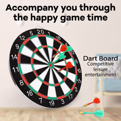 Dart Board Set,Double-Sided 15 Inch Dartboard Game with 6 Brass-Plastic Darts,Family Leisure Sport