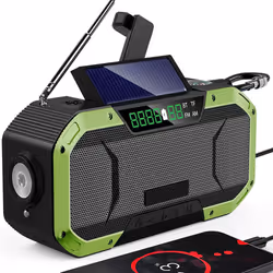 Clockwork Radio with Solar Phone, Generator, IPX6 Waterproof, LED Torch, Outdoor Emergency Radio, Travel, Hiking