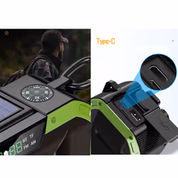 Clockwork Radio with Solar Phone, Generator, IPX6 Waterproof, LED Torch, Outdoor Emergency Radio, Travel, Hiking