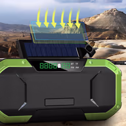 Clockwork Radio with Solar Phone, Generator, IPX6 Waterproof, LED Torch, Outdoor Emergency Radio, Travel, Hiking