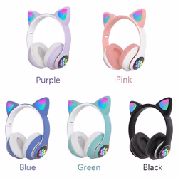 Gaming Headset Fashion Bluetooth Kids Adult Cat Ear Stretchable Reduction Headphones Computer Gaming Headphone