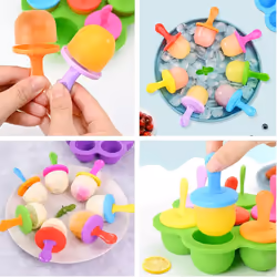 Mini Silicone Popsicle Mold 7 Slots DIY Ice Pop Mold Colorful Plastic Stick Popsicle Maker