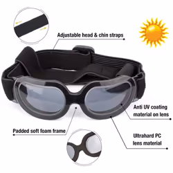 Enjoying Small Dog Sunglasses Dog Goggles for UV Protection Snow-Proof Windproof Goggles with Flexible Straps-Black