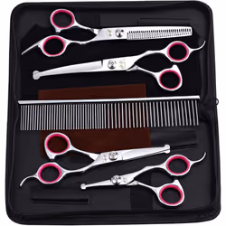 Dog Grooming Scissors Kit With Round Tip, 5 Piece Cat And Dog Scissors