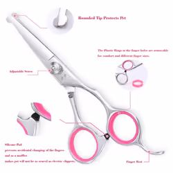 Dog Grooming Scissors Kit With Round Tip, 5 Piece Cat And Dog Scissors