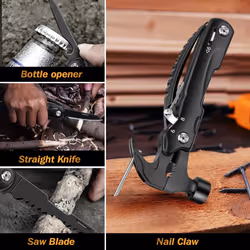 Cool and Unique Birthday Christmas Gift for Men, Boyfriend, Husband, Mini Hammer Multi Tool Belt Knife Camping Tool