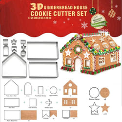 Gingerbread House Cookie Cutter Set, Bake Your Own Small Christmas House Kit - Set of 10