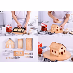 Gingerbread House Cookie Cutter Set, Bake Your Own Small Christmas House Kit - Set of 10