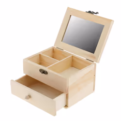 Large wooden box with lid, storage box in natural wood for all purposes