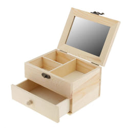 Large wooden box with lid, storage box in natural wood for all purposes