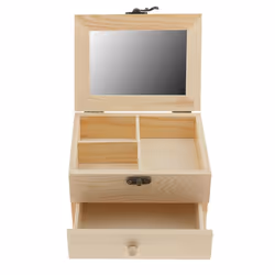 Large wooden box with lid, storage box in natural wood for all purposes