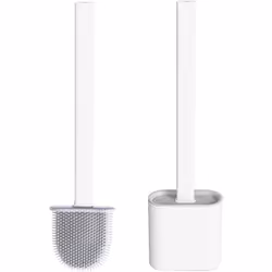 Toilet brush holder and container, silicone brush without drilling