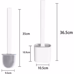 Toilet brush holder and container, silicone brush without drilling