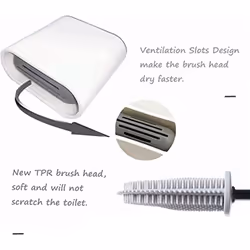Toilet brush holder and container, silicone brush without drilling