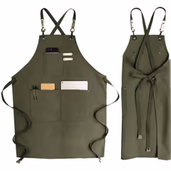 Chef Apron, Waterproof Cotton Canvas Cross Adjustable Apron, Denim Bib Apron