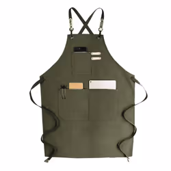 Chef Apron, Waterproof Cotton Canvas Cross Adjustable Apron, Denim Bib Apron