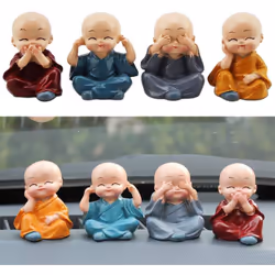 4 Pieces Of Cute Monk Statues Small Resin Statues Wisdom Kung Fu Buddha Statue Creative Craft Ornaments