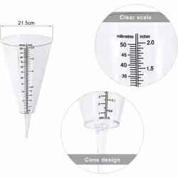 Rain Gauge, Outdoor Rain Gauge, 2 Transparent Cone Rain Gauge with Dual Scale for Rain Monitoring in Garden, Outdoor