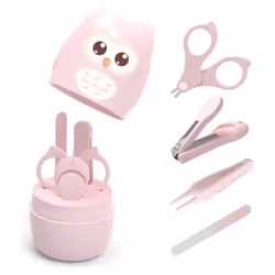 Baby Nail Kit, Baby Manicure Kit And Pedicure Kit With Cute Owl Shape Case.Light Pink