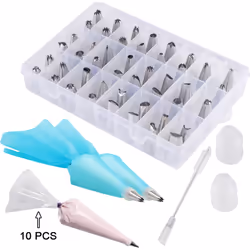 63Pcs Cake Decorating Supplies Tips Kit Stainless Steel Baking Supplies Icing Tips With Hose Nozzle Converter