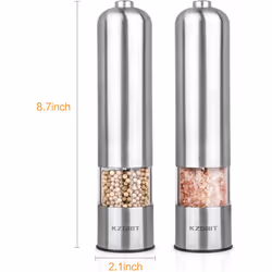Electric salt and pepper grinder, battery operated, automatic stainless steel grinder shaker with LED light