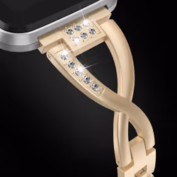 Bling Band Compatible With Fitbit Versa/Versa Women'S 2 Band Stainless Steel Bracelet, Gold