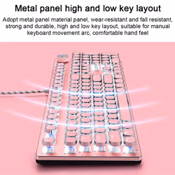 Retro Mechanical Gaming Keyboard 104 Key, LED Backlit Keyboard-Cherry blossom pink