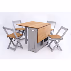 Santos Butterfly Dining Set Slate Grey / Distressed Waxed Pine