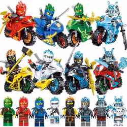 8PCS/set Ninja Series Motorcycle Minifigures with Moto Building Blocks dolls Kids Gift Children Diy Bricks Toy for Boy Ninja  ...