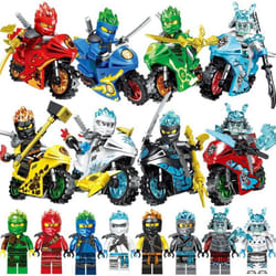 8PCS/set Ninja Series Motorcycle Minifigures with Moto Building Blocks dolls Kids Gift Children Diy Bricks Toy for Boy Ninja - as the picture