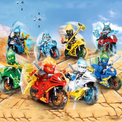 8PCS/set Ninja Series Motorcycle Minifigures with Moto Building Blocks dolls Kids Gift Children Diy Bricks Toy for Boy Ninja - as the picture