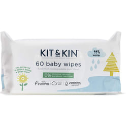 Kit & Kin Biodegradable Baby Wipes Hypoallergenic & Sustainable, 99% Water and Plastic-Free, Multipack (10 packs of 60, 600 wipes)