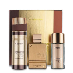 Al Haramain Amber Oud Gold Edition 3 Pc Gift Set for Unisex - Luxury Cologne & Perfume for Men & Women - 2.5 oz EDP Spray  1 oz EDP Spray  6.6 oz Body