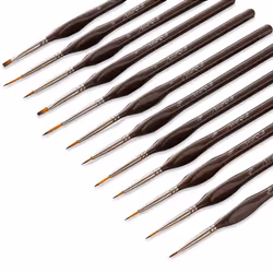 Professional 12pcs Micro Fine Detail Paint Brush Set Nylon Hair Miniature Hook Line Pen Oil Painting Acrylic Tiny Hand-Painted Art Brushes